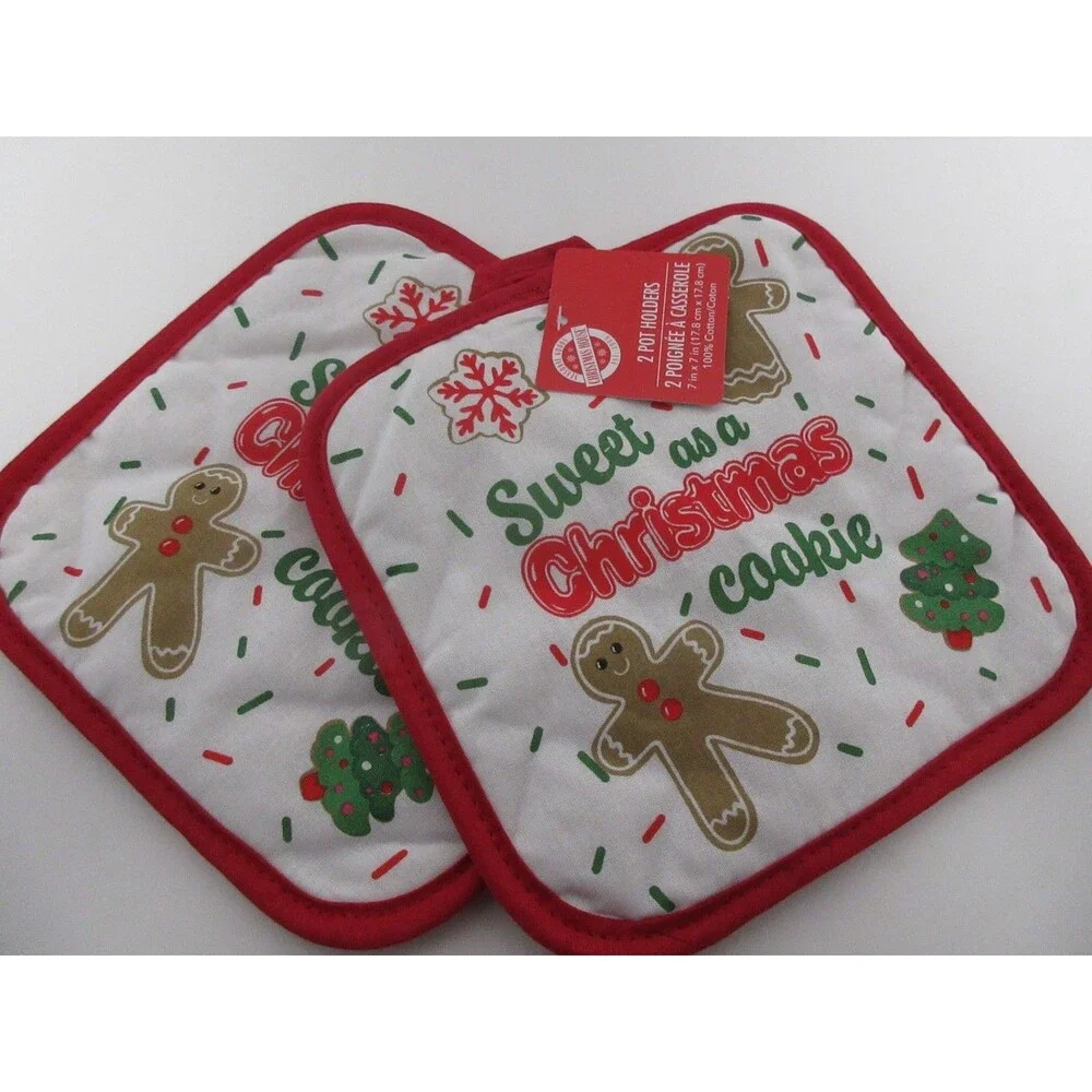 4 pc kitchen towel set (1 Kitchen Towels 1 Oven Mitt 2 Potholders Sweet Christma